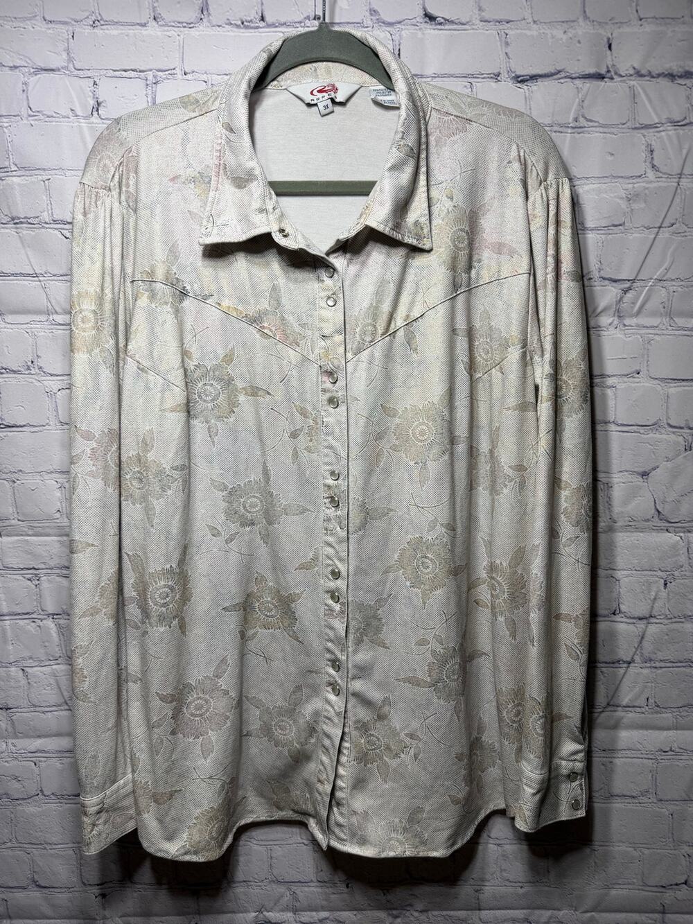 Roper Womens Floral Snap Front Western Shirt Sz 3X Metallic Cowgirl Rodeo